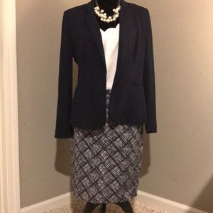 Banana Republic Navy Print Pencil Skirt
